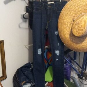 Levi's Blue Skinny Jeans with Distressed Details